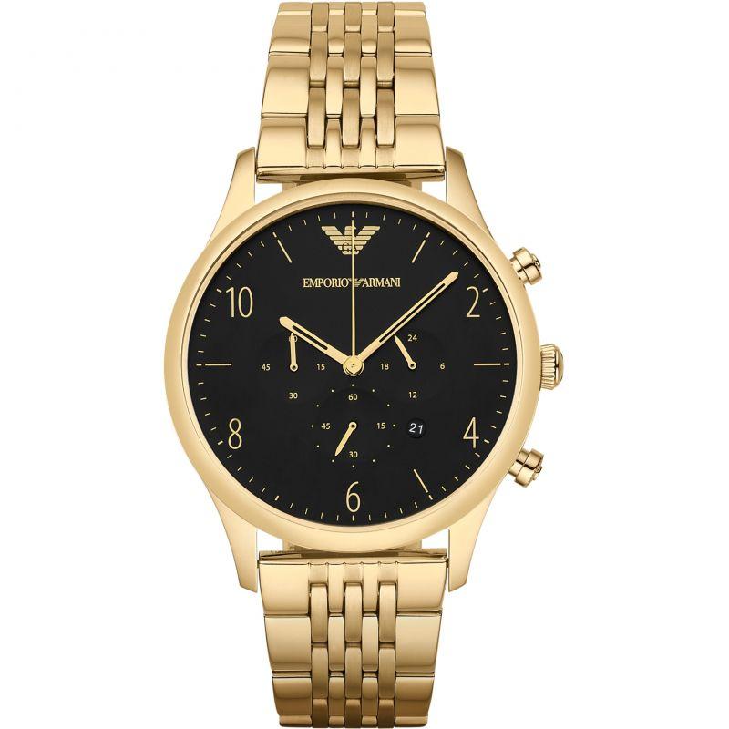 Mens Gents Gold Chronograph Stainless Steel Emporio Armani Designer Watch AR1893