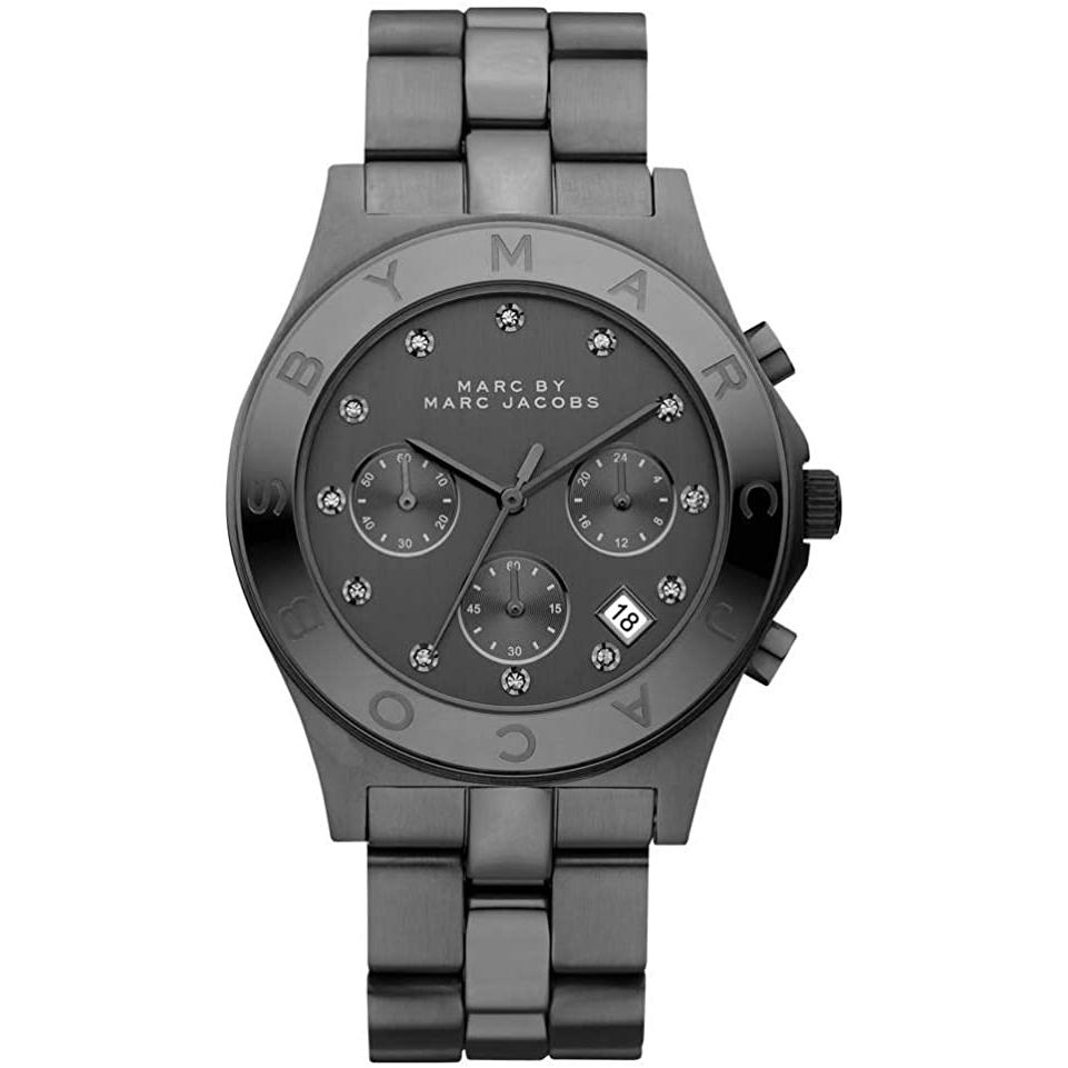 Ladies Womens Blade Black Stainless Steel Chronograph Marc Jacobs Designer Watch MBM3103