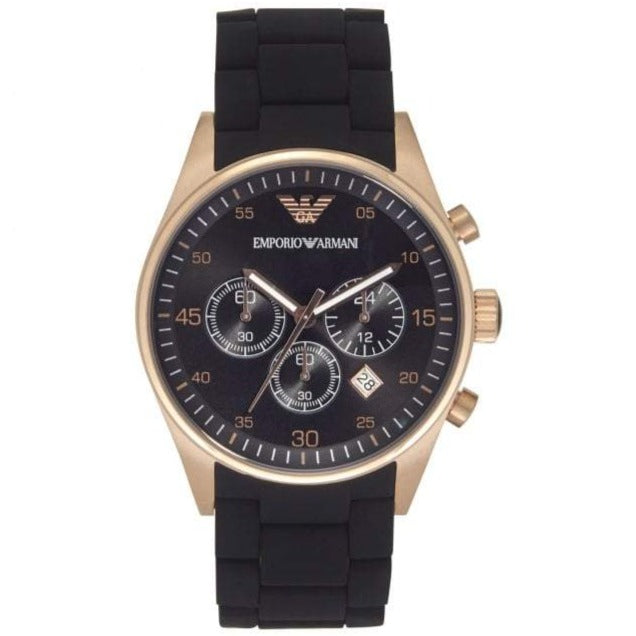 Armani watch mens black rose gold sale