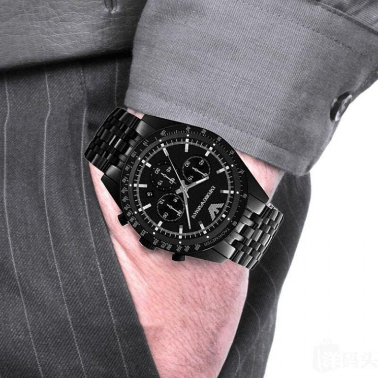 Mens / Gents Black Stainless Steel Chronograph Emporio Armani Designer Watch AR5989