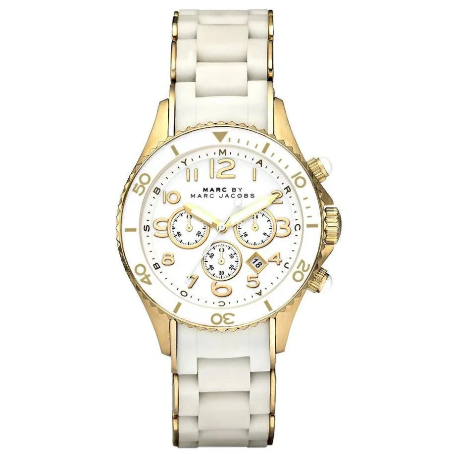 Ladies / Womens Rock Two-Tone White Chronograph Marc Jacobs Designer Watch MBM2546