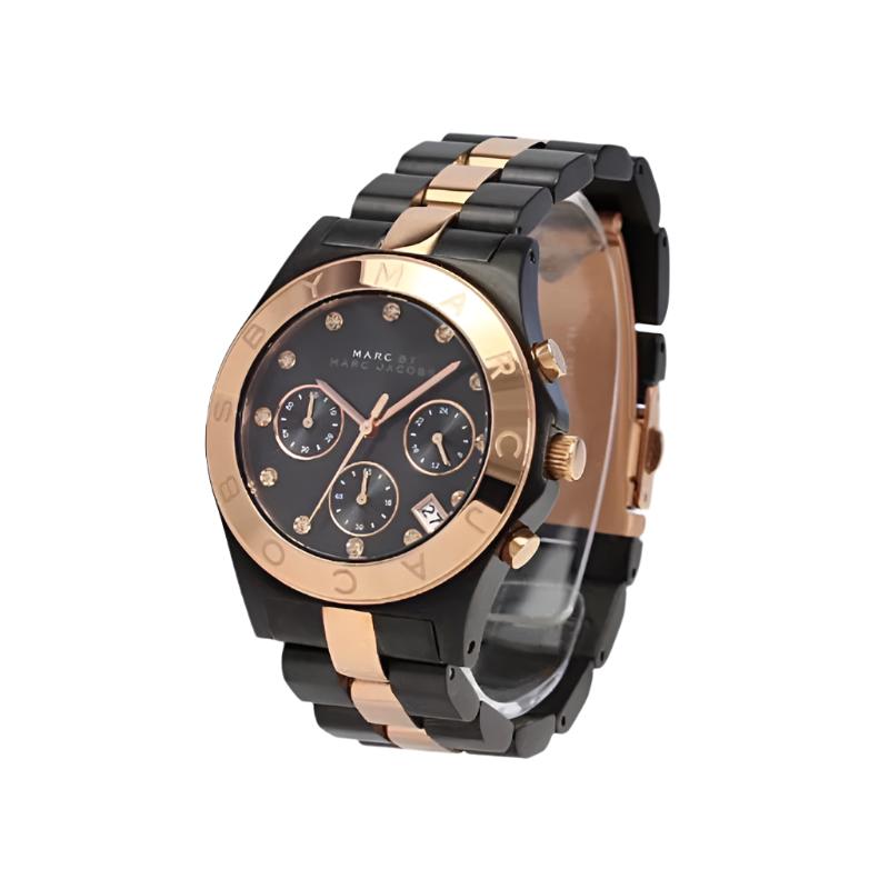 Ladies / Womens Blade Black Stainless Steel Chronograph Marc Jacobs Designer Watch MBM3180