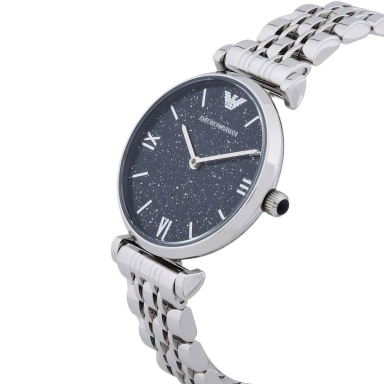 Ladies / Womens Dark Blue Stainless Steel Emporio Armani Designer Watch AR11091