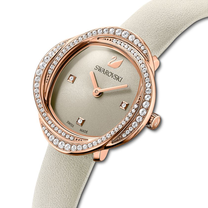 Swarovski Crystal Flower Ladies Beige Watch 5552424