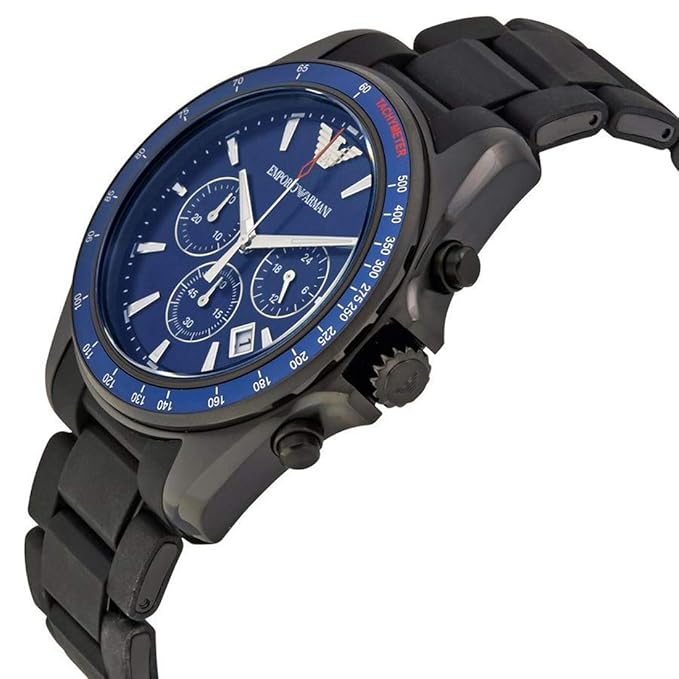 Mens / Gents Black Rubber Chronograph Strap Emporio Armani Designer Watch AR6121