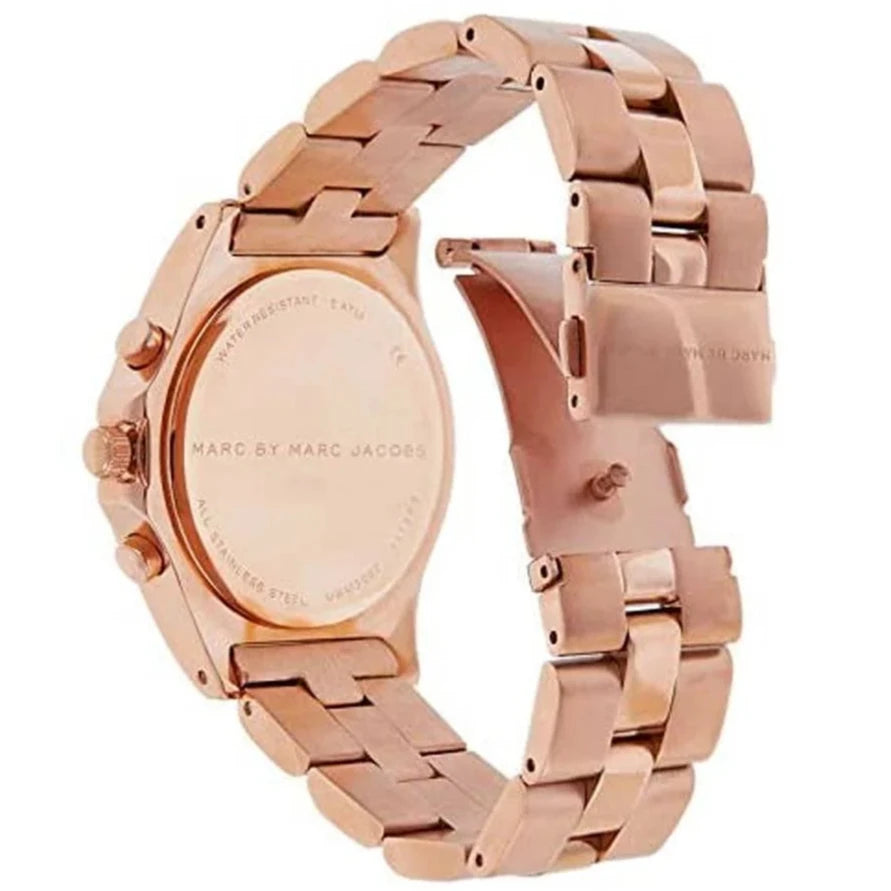 Ladies / Womens Blade Rose Gold Stainless Steel Chronograph Marc Jacobs Designer Watch MBM3082