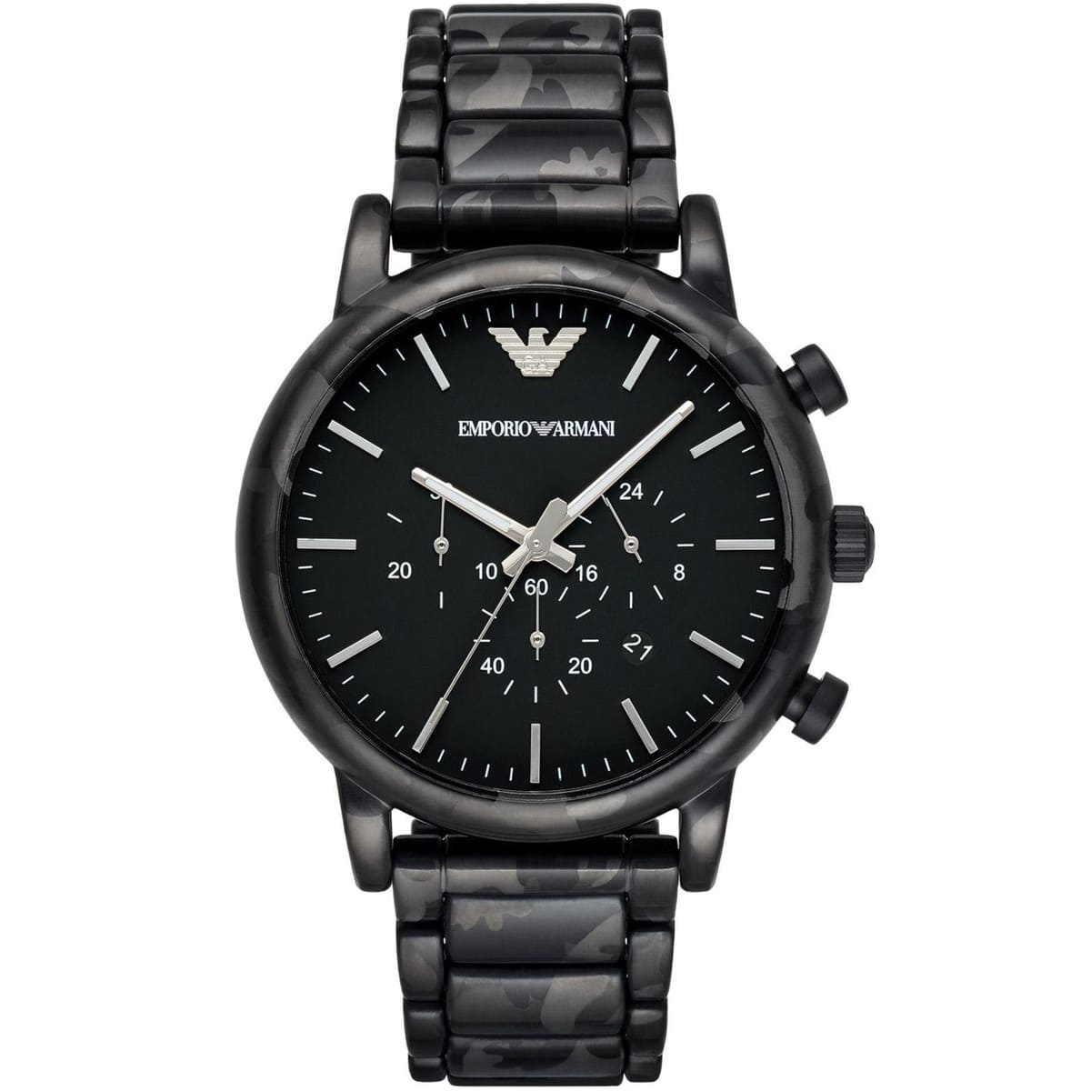 Mens / Gents Luigi Black Stainless Steel Chronograph Emporio Armani Designer Watch AR11045