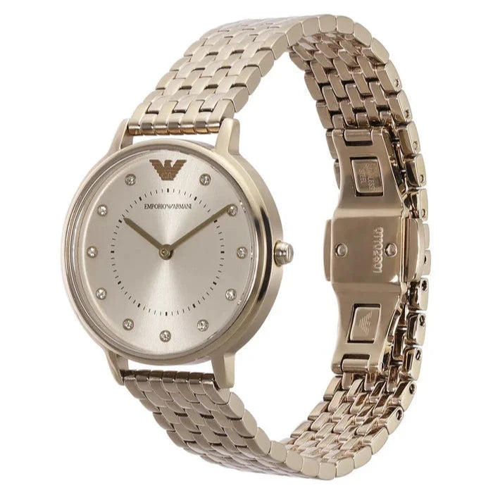 Ladies / Womens Rose Gold Stainless Steel Emporio Armani Designer Watch AR11062