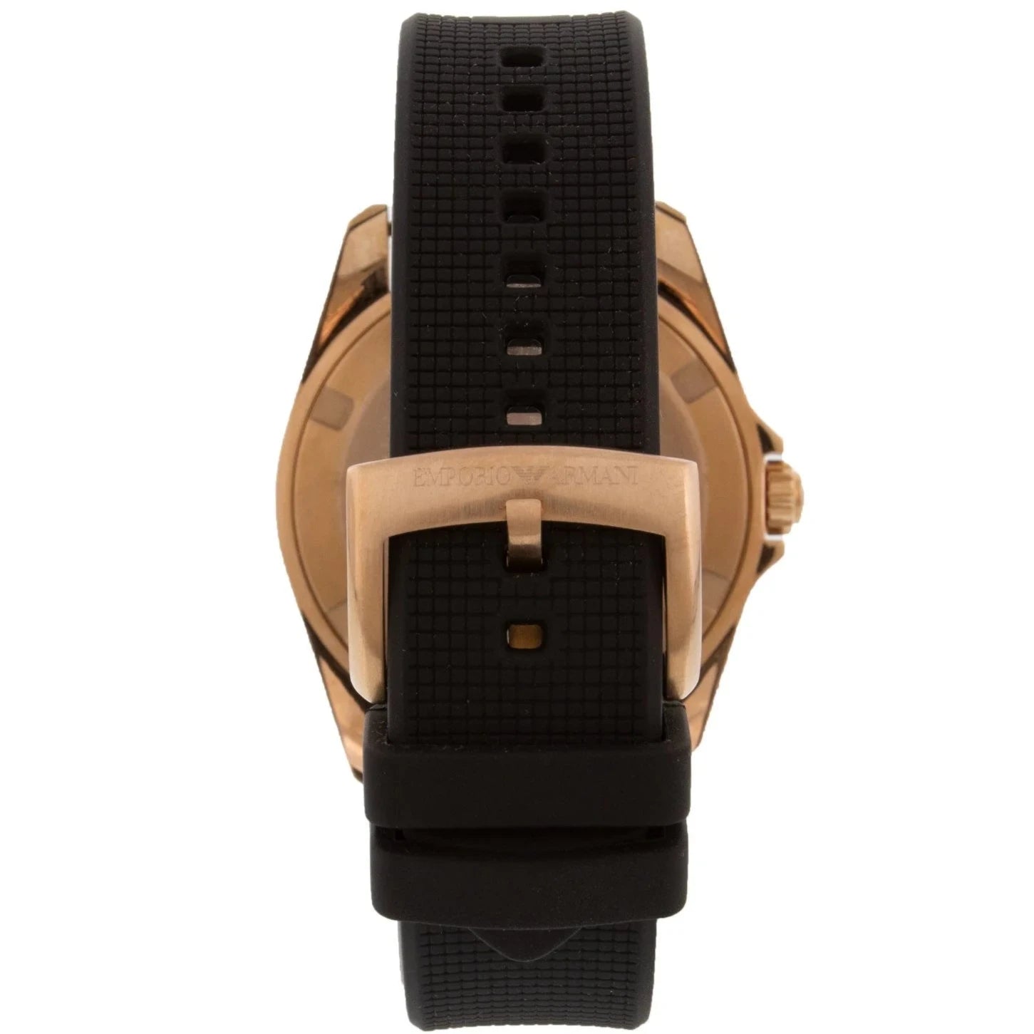 Mens / Gents Rose Gold Black Rubber Strap Emporio Armani Designer Watch AR11101