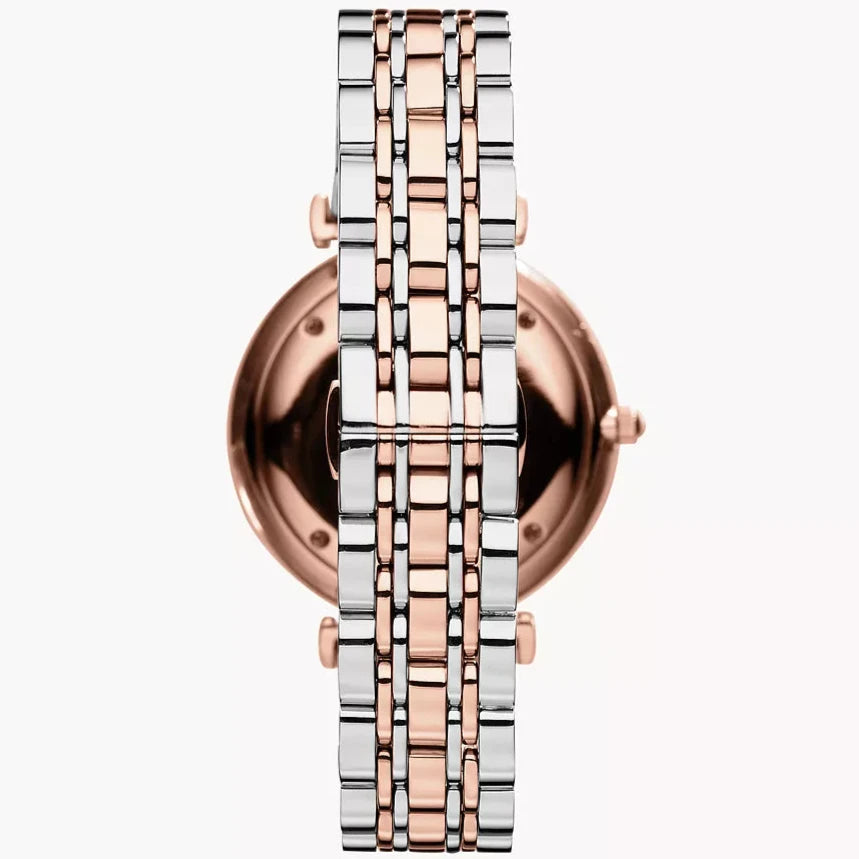 Ladies / Womens Rose Gold & Stainless Steel Emporio Armani Designer Watch AR1677