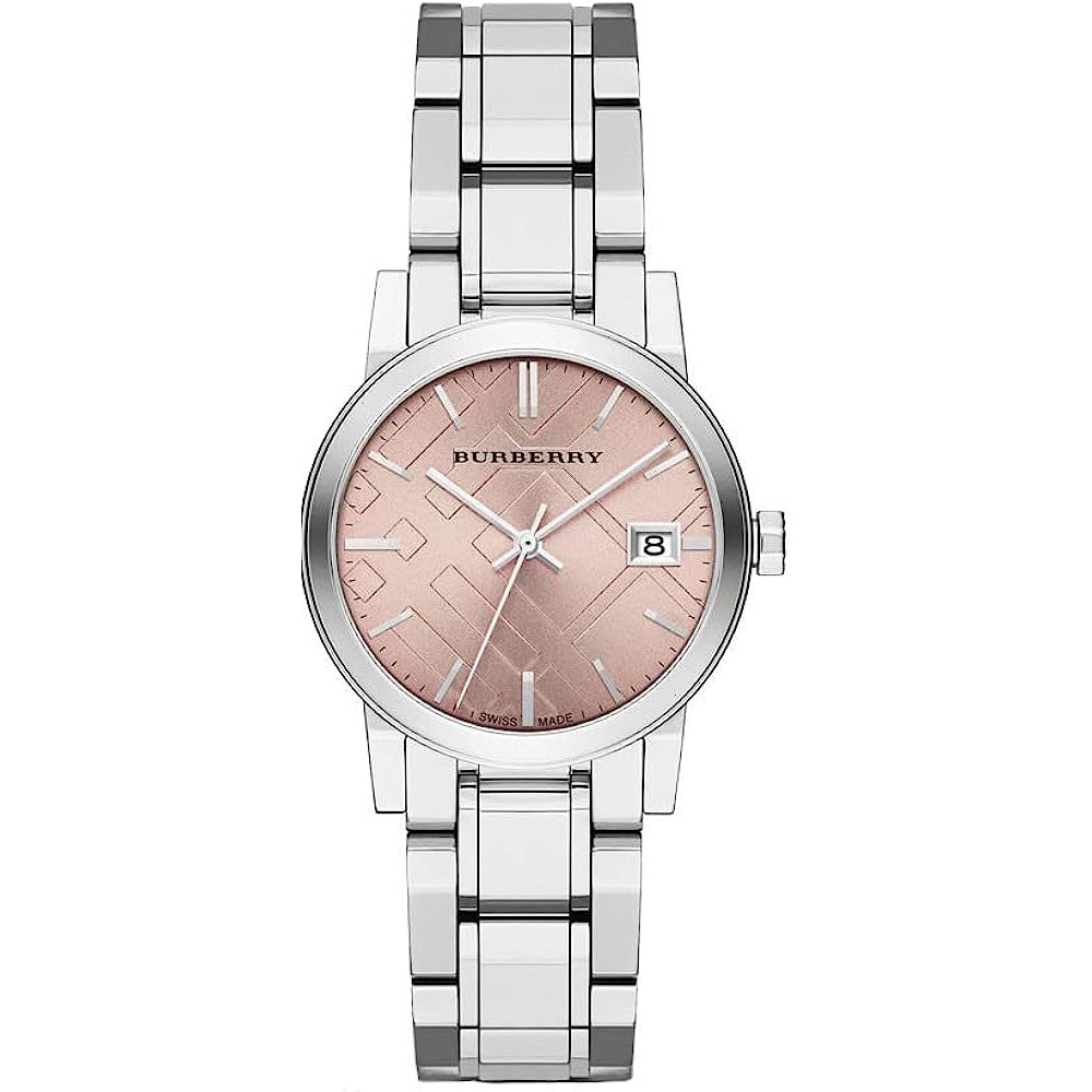 Burberry Check Stamped Ladies Pink Watch BU9124