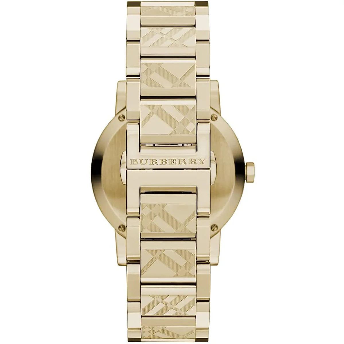 Burberry Ladies The City Engraved Check Gold Watch BU9234