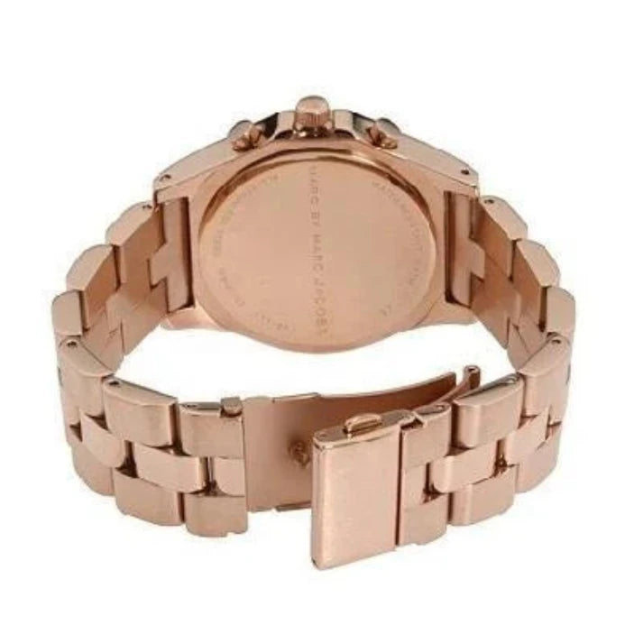 Ladies / Womens Blade Rose Gold Stainless Steel Chronograph Marc Jacobs Designer Watch MBM3082