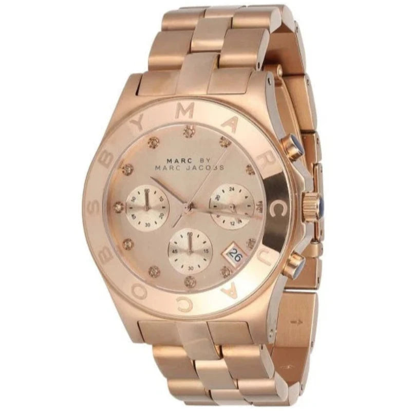 Ladies / Womens Rose Gold Stainless Steel Chronograph Marc Jacobs Designer Watch MBM3102