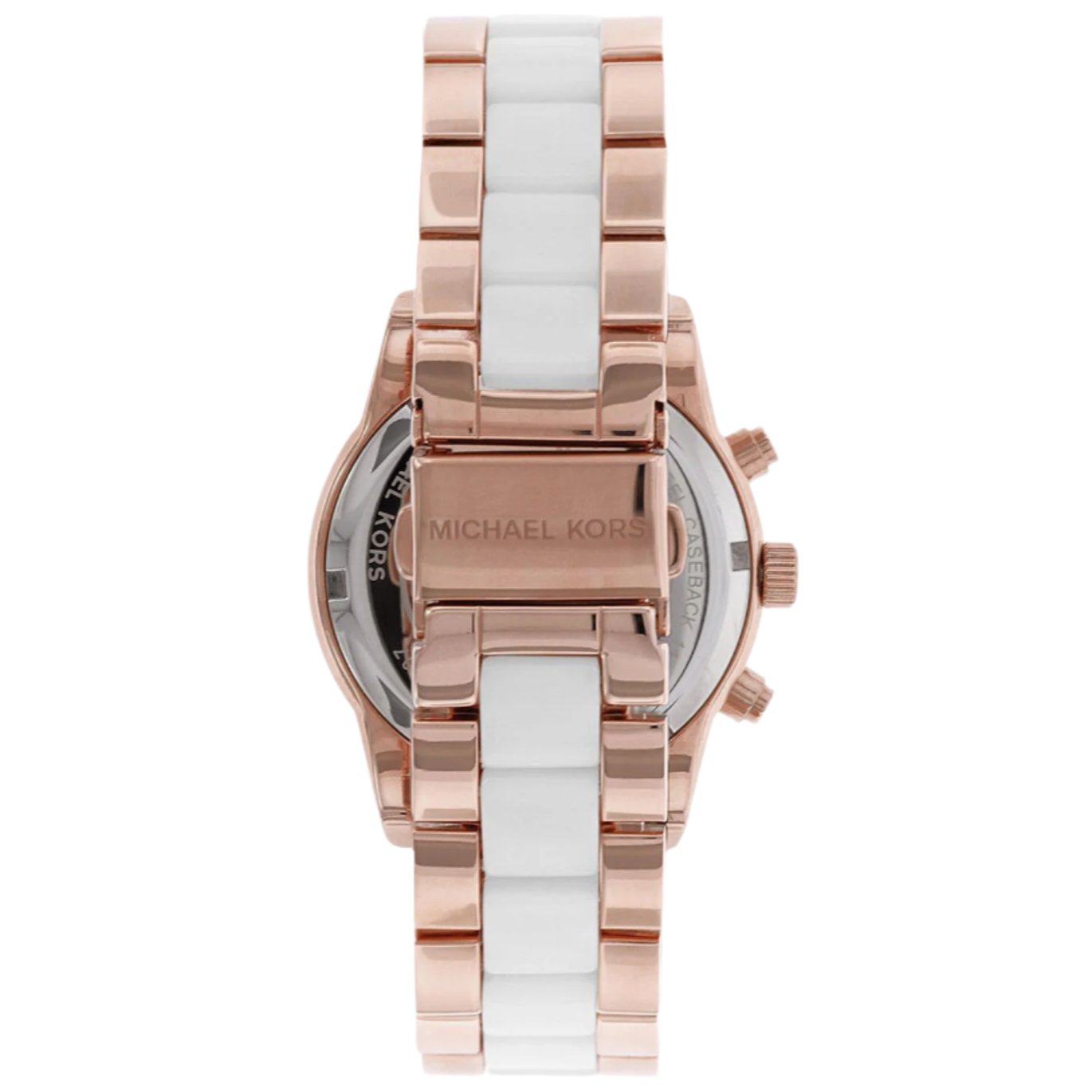 Ladies / Womens RITZ Two-Tone Rose Gold Stainless Steel Chronograph Michael Kors Designer Watch MK6324