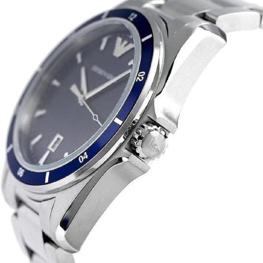 Mens / Gents Sigma Blue Dial Stainless Steel Emporio Armani Designer Watch AR11100