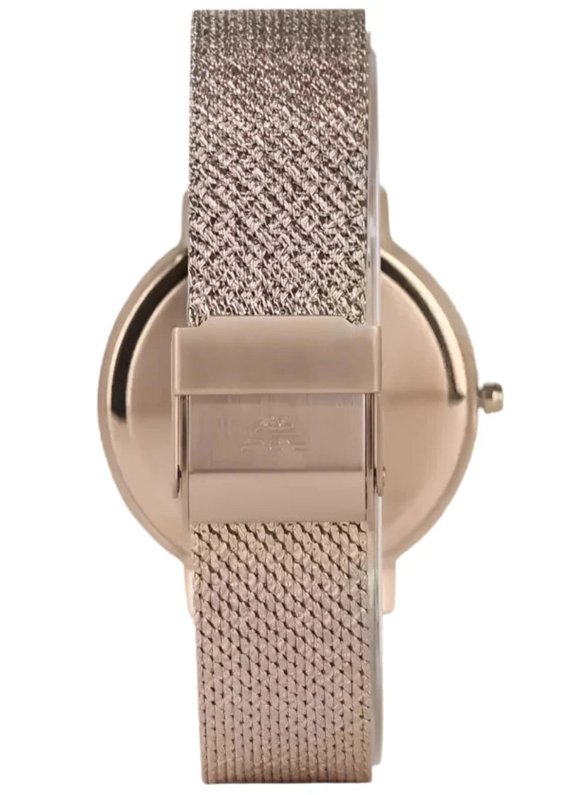 Ladies / Womens Rose Gold Stainless Steel Mesh Strap Emporio Armani Designer Watch AR11129