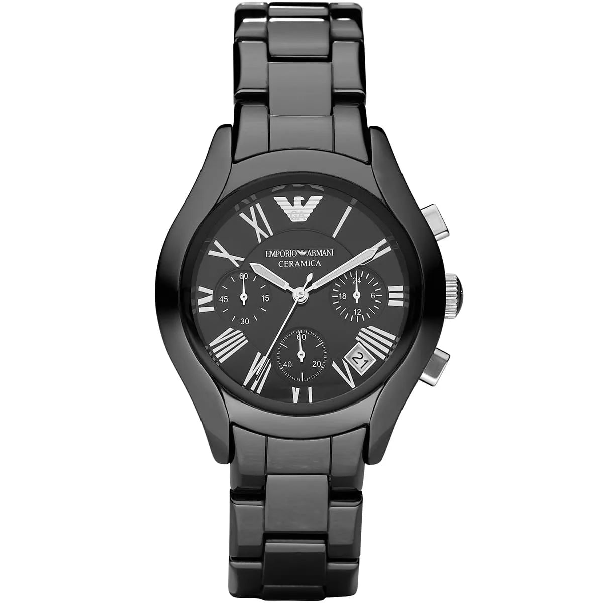 Emporio Armani Ladies Chronograph Ceramica Black Watch AR1401