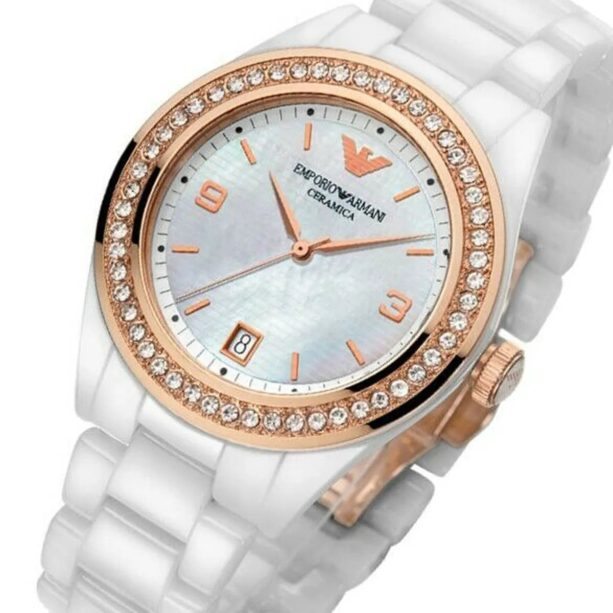 Ladies / Womens Ceramic White Emporio Armani Designer Watch AR1472