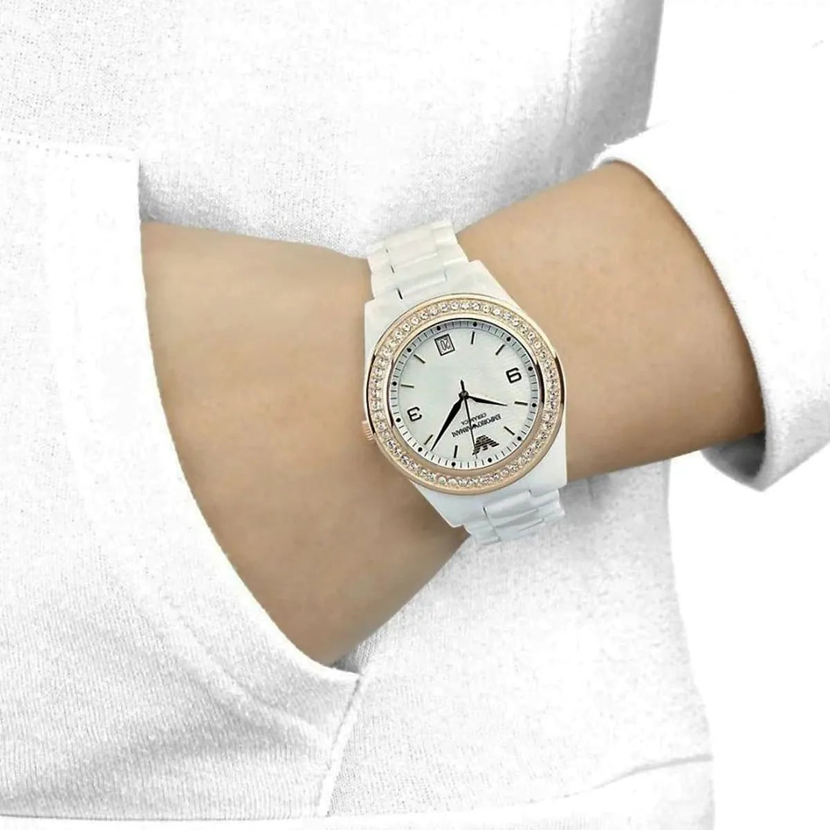 Ladies / Womens Ceramic White Emporio Armani Designer Watch AR1472