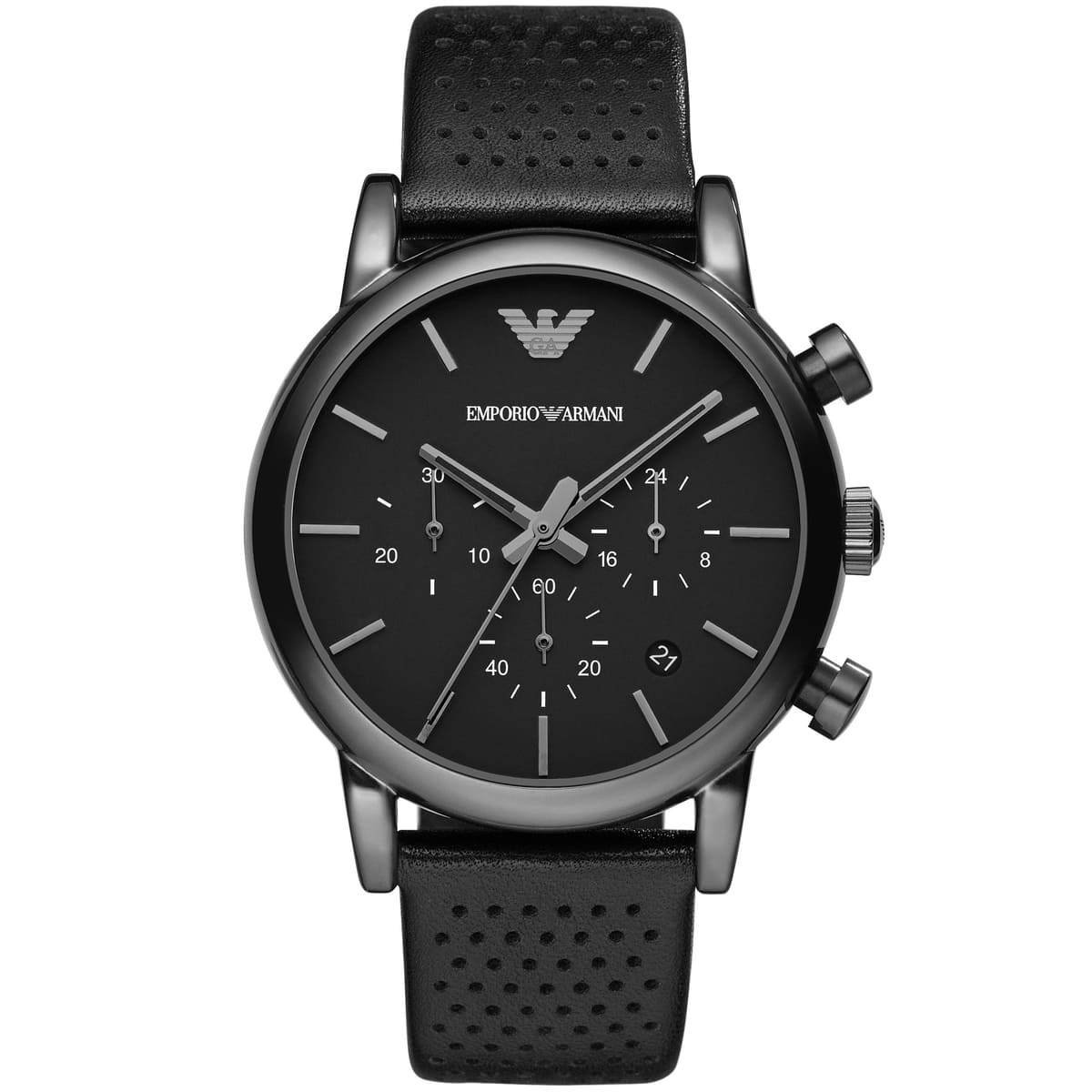 Mens / Gents Black Chronograph Stainless SteelEmporio Armani Designer Watch AR1737