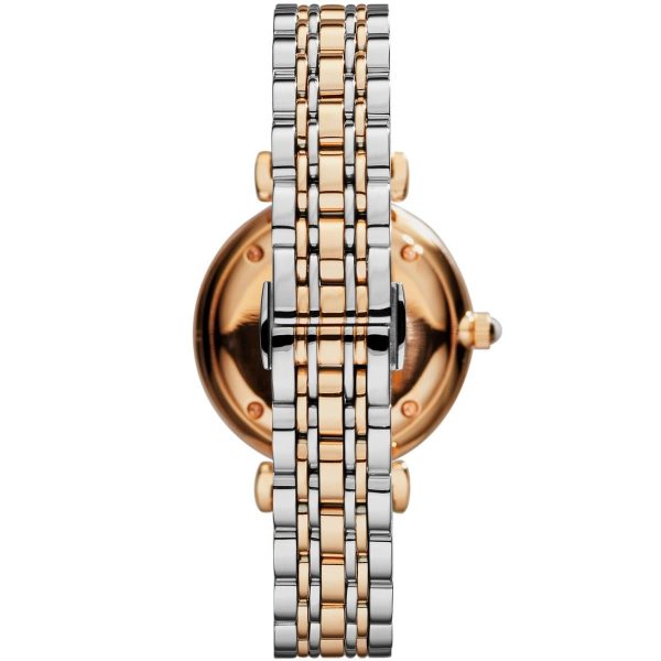 Ladies / Womens Silver and Rose Gold Two Tone Stainless Steel Emporio Armani Designer Watch AR1840