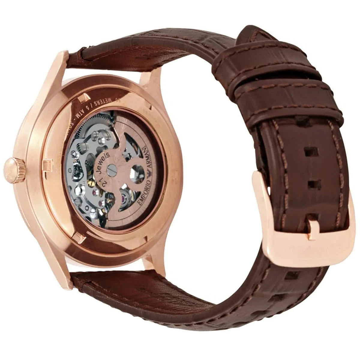 Men's  / Gents Meccanico Rose Gold & Brown Leather Emporio Armani Designer Watch AR1920