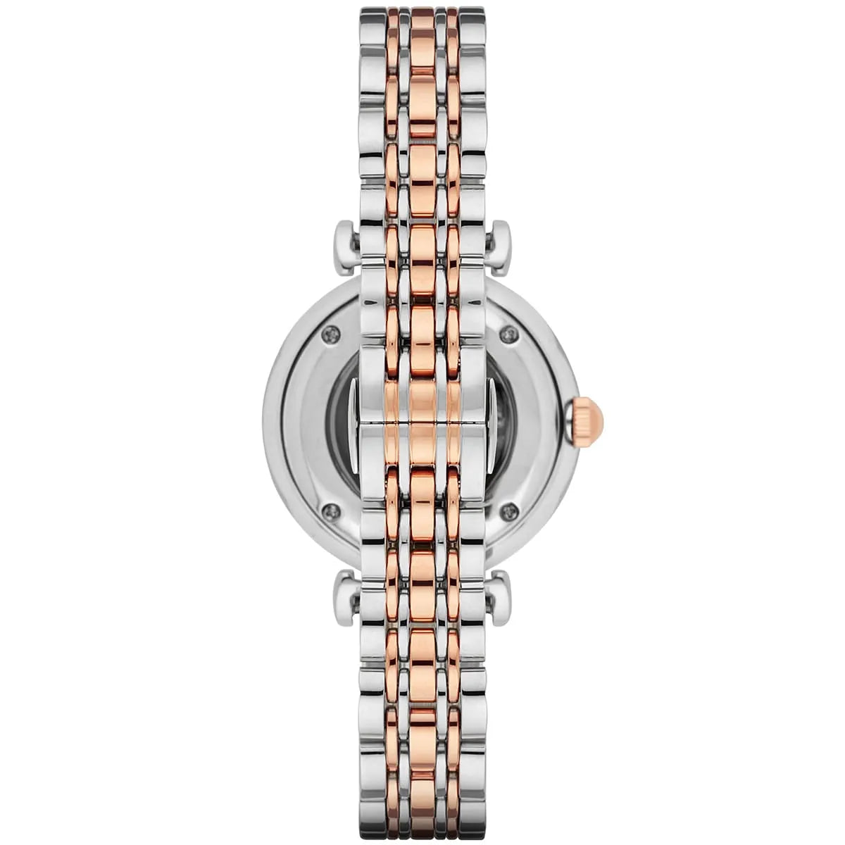 Ladies / Womens Meccanico Silver Rose Gold Stainless Steel Emporio Armani Designer Watch AR1992