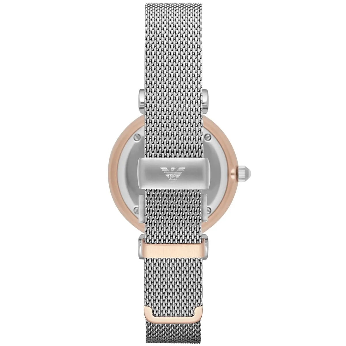 Ladies / Womens Silver & Rose Gold Mother Of Pearl Emporio Armani Designer Watch AR2067