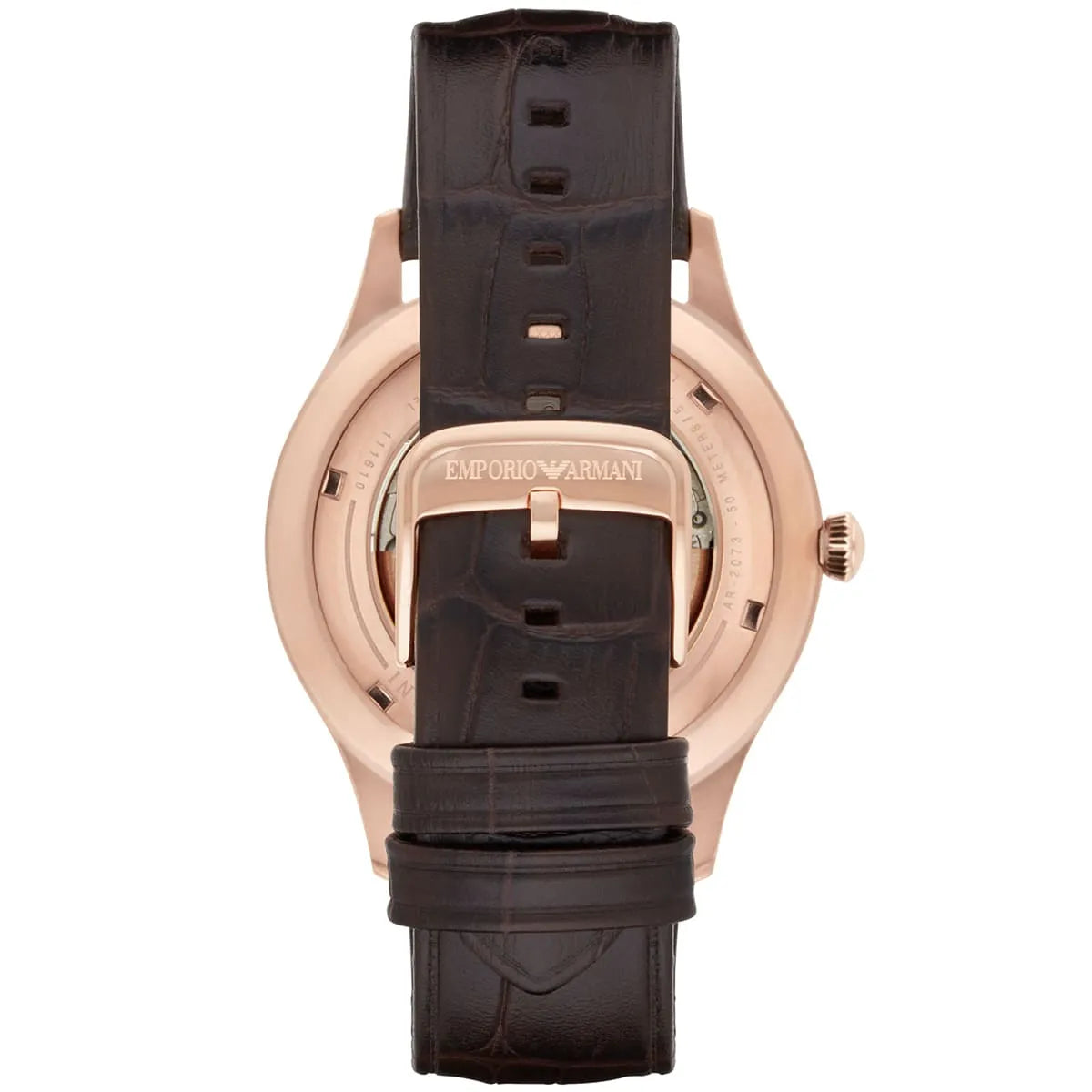 Men's  / Gents Brown Leather Strap & Rose Gold Emporio Armani Designer Watch AR2073