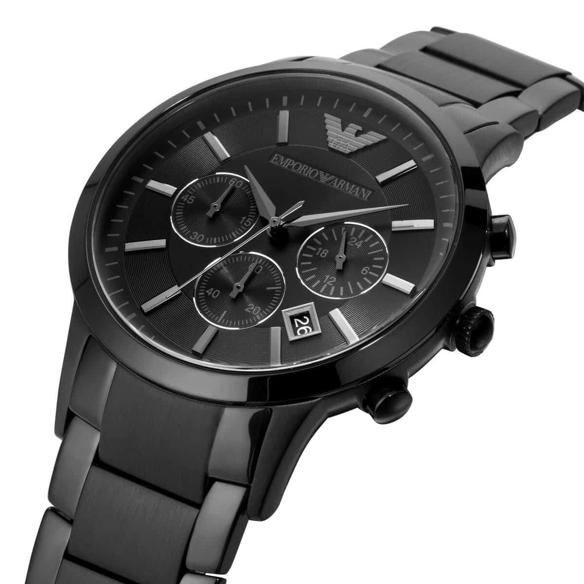 Mens / Gents Black Stainless Steel Chronograph Emporio Armani Designer Watch AR2453