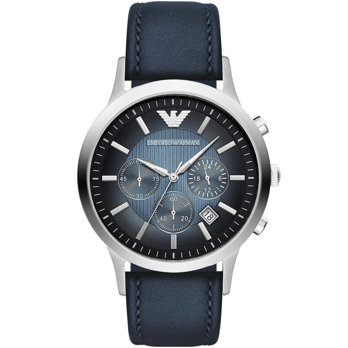 Mens / Gents Renato Blue Leather Chronograph Emporio Armani Designer Watch AR2473