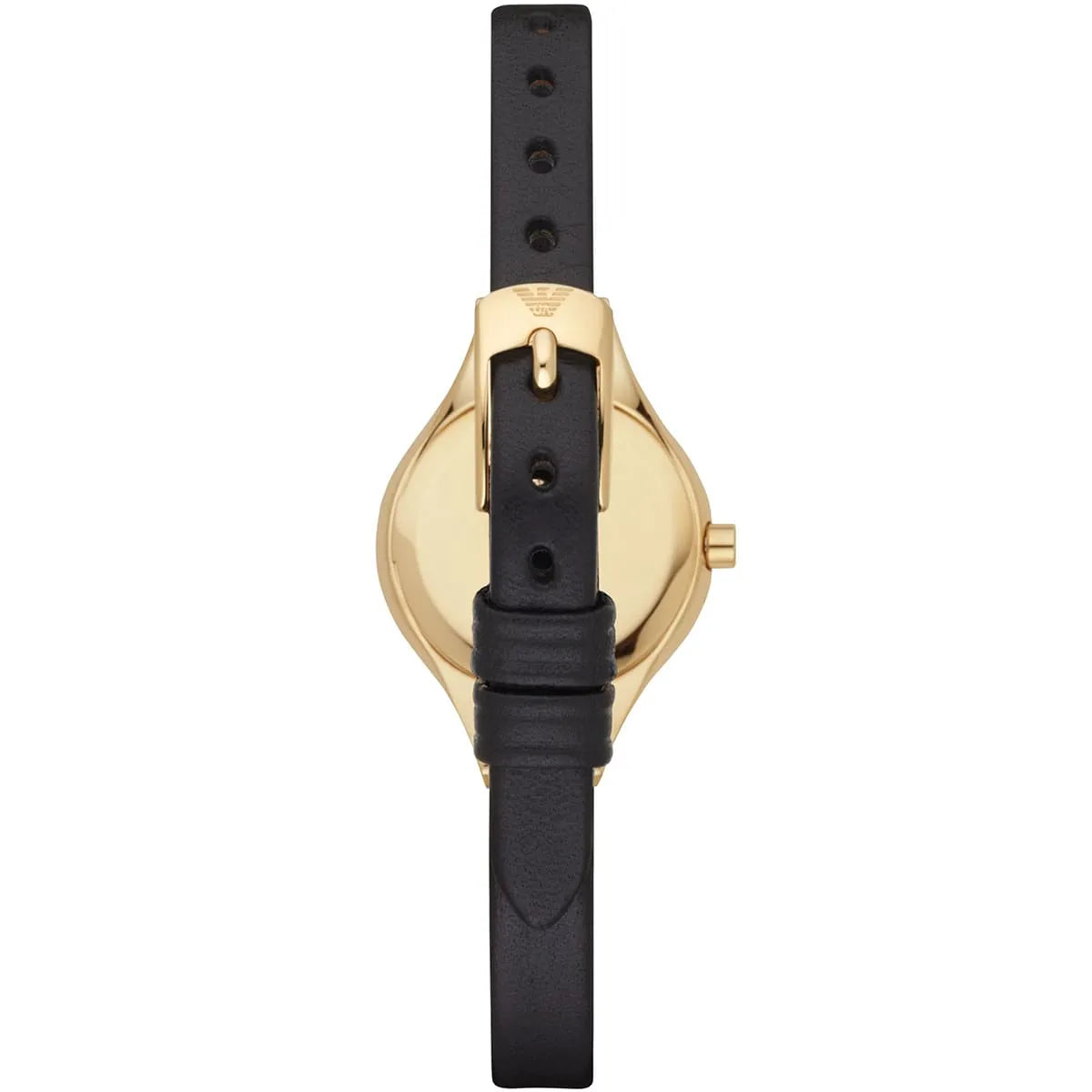 Ladies / Womens Black Dial Gold Stainless Steel Bracelet Emporio Armani Designer Watch AR7405