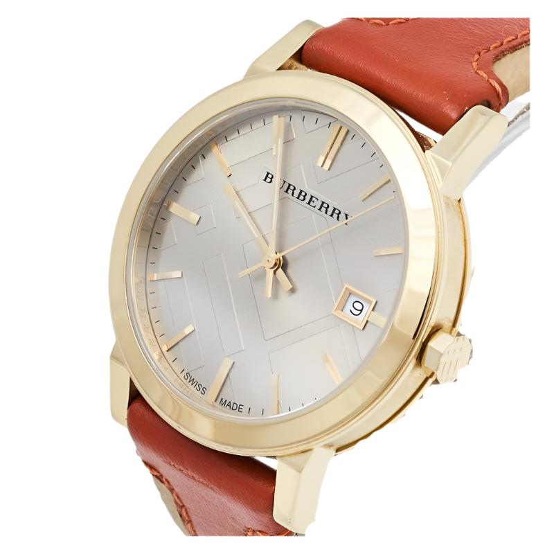 Burberry Ladies The City Check Champagne Watch BU9016