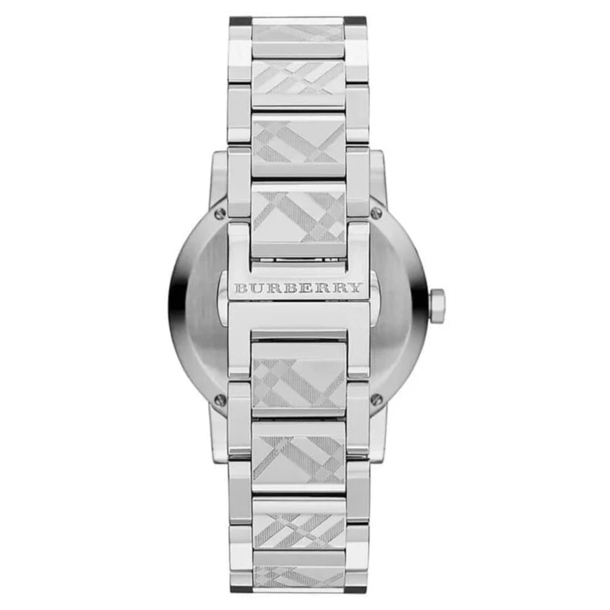 Burberry Check Stamped Ladies Silver Watch BU9144