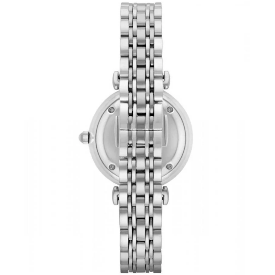 Ladies / Womens Silver White Marble Stainless Steel Emporio Armani Designer Watch AR11170