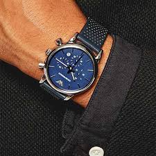 Mens / Gents Stainless Steel Blue Leather Chronograph Emporio Armani Designer Watch AR1736