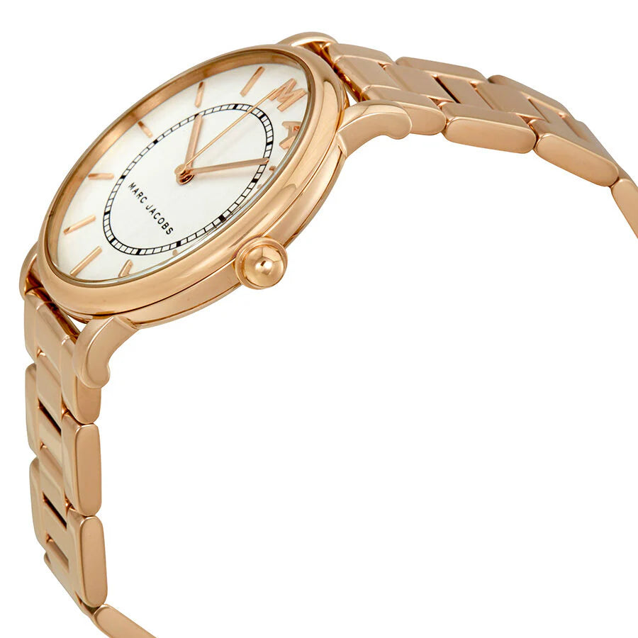 Ladies / Womens Roxy Silver Dial Rose Gold Stainless Steel Marc Jacobs Designer Watch MJ3523