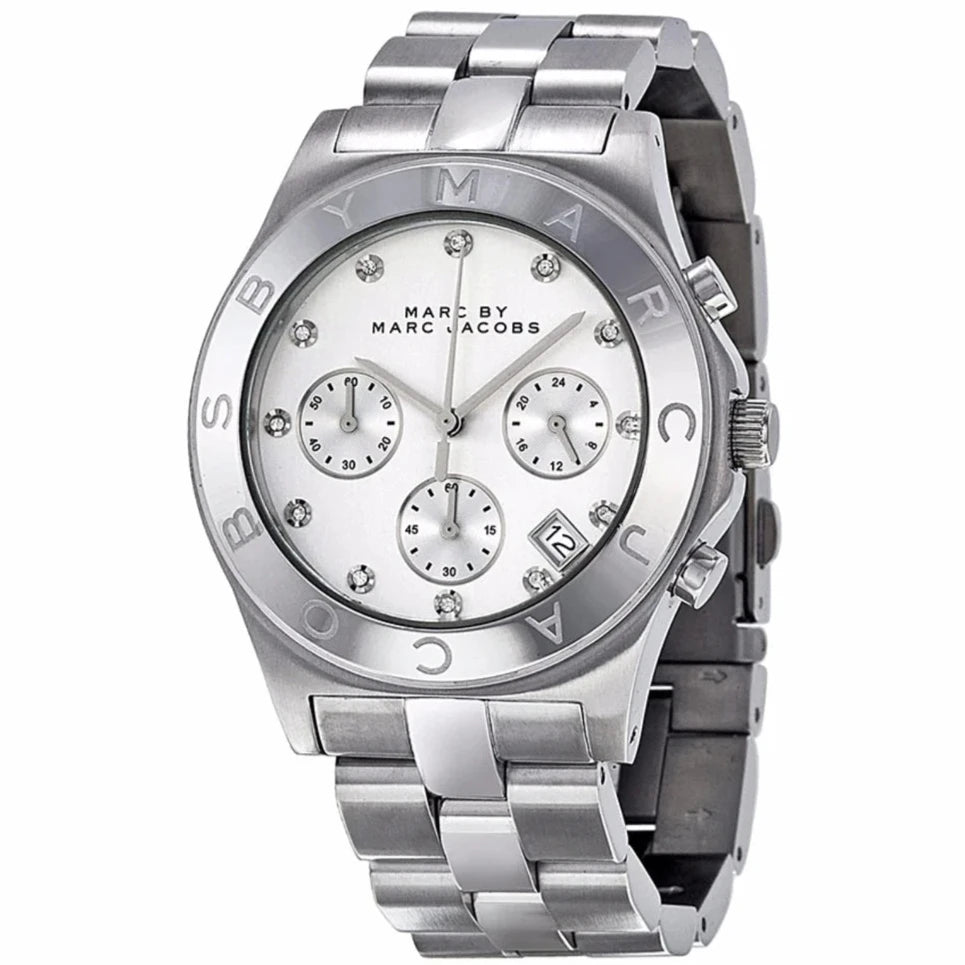 Ladies / Womens Blade Silver Stainless Steel White Dial Marc Jacobs Designer Watch MBM3100