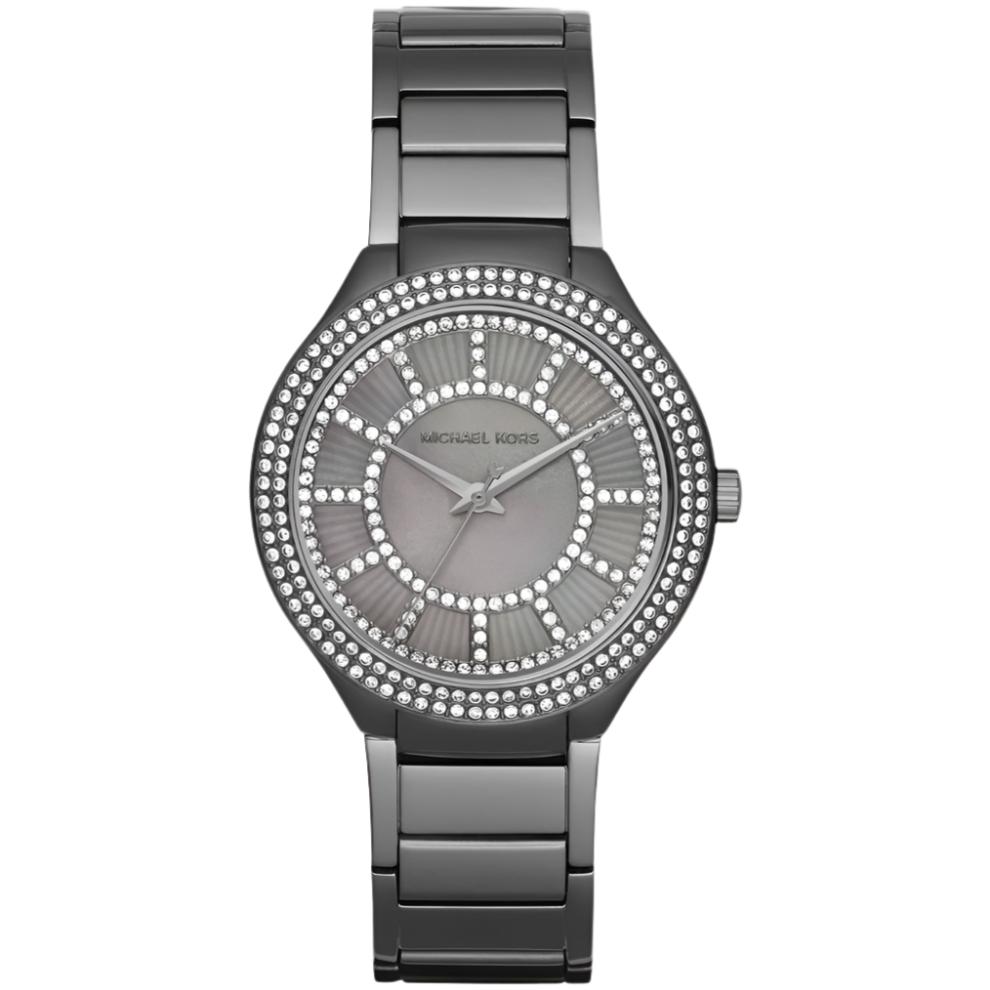 Ladies / Womens Kerry Crystal Gunmetal Grey Stainless Steel Michael Kors Designer Watch MK3410