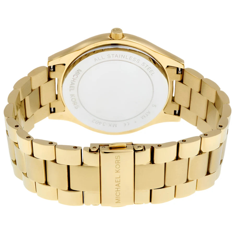 Michael Kors Ladies Slim Runway Gold Ocean Blue Watch MK3492