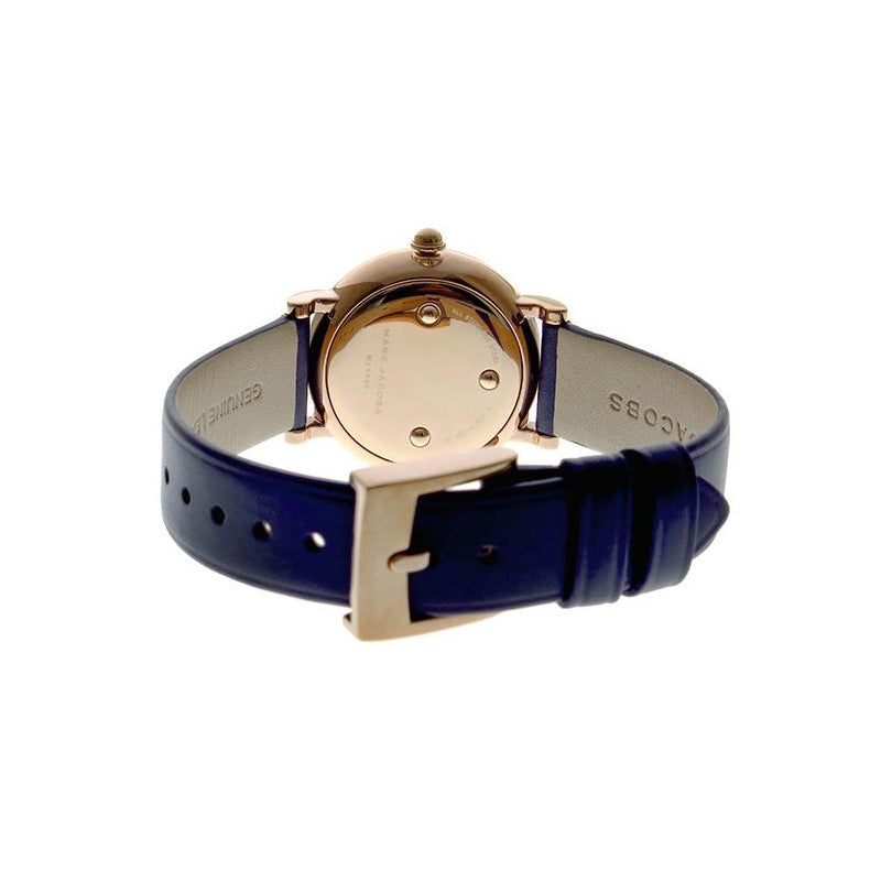 Ladies / Womens Mini Navy Blue Leather Marc Jacobs Designer Watch MJ1539