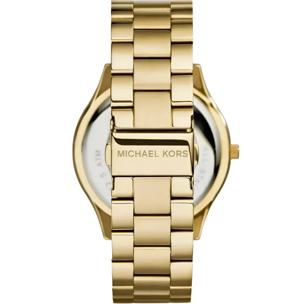 Michael Kors Ladies Slim Runway Gold Ocean Blue Watch MK3492