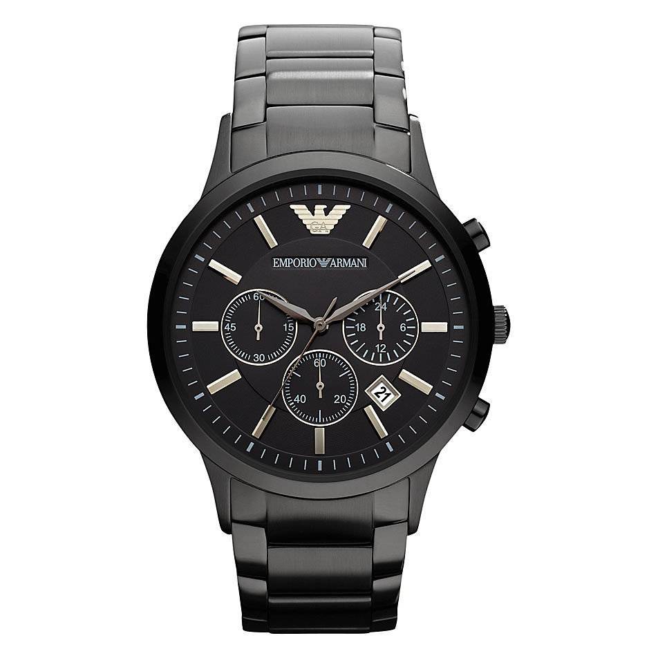 Mens / Gents Black Stainless Steel Chronograph Emporio Armani Designer Watch AR2453