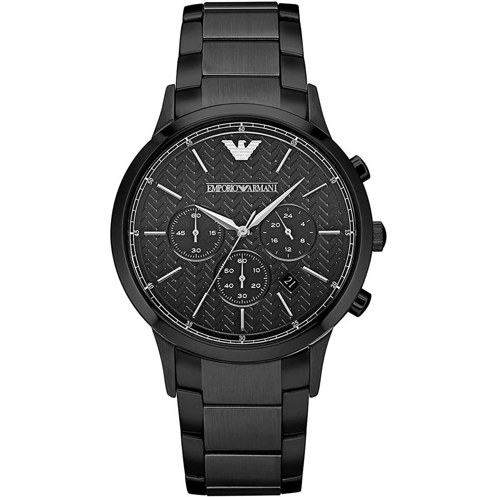 Mens / Gents Black Stainless Steel Chronograph Emporio Armani Designer Watch AR2485