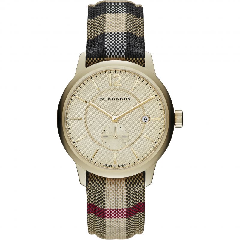 Mens / Gents Classic Horseferry Check Fabric Strap Burberry Designer Watch BU10001