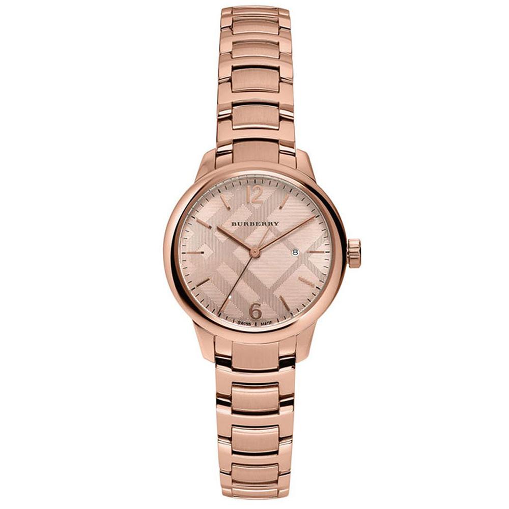 Ladies / Womens Rose Gold Swiss Stainless Steel Burberry Bracelet Designer Watch BU10116