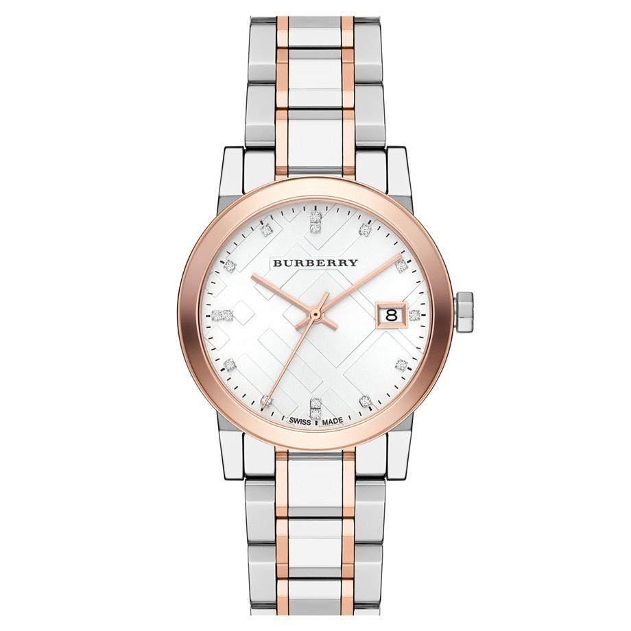 Ladies / Womens Two-Tone Rose Gold Burberry Designer Watch BU9127