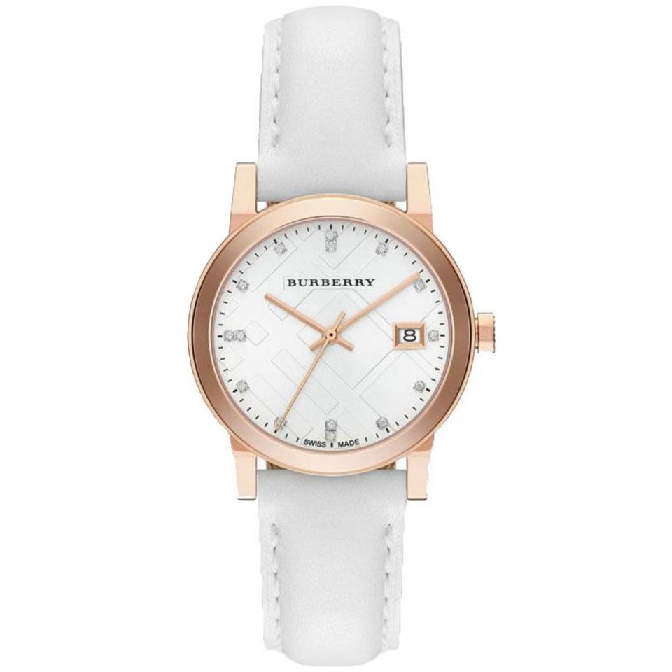 WoMens The City Diamond Leather Burberry Watch BU9130