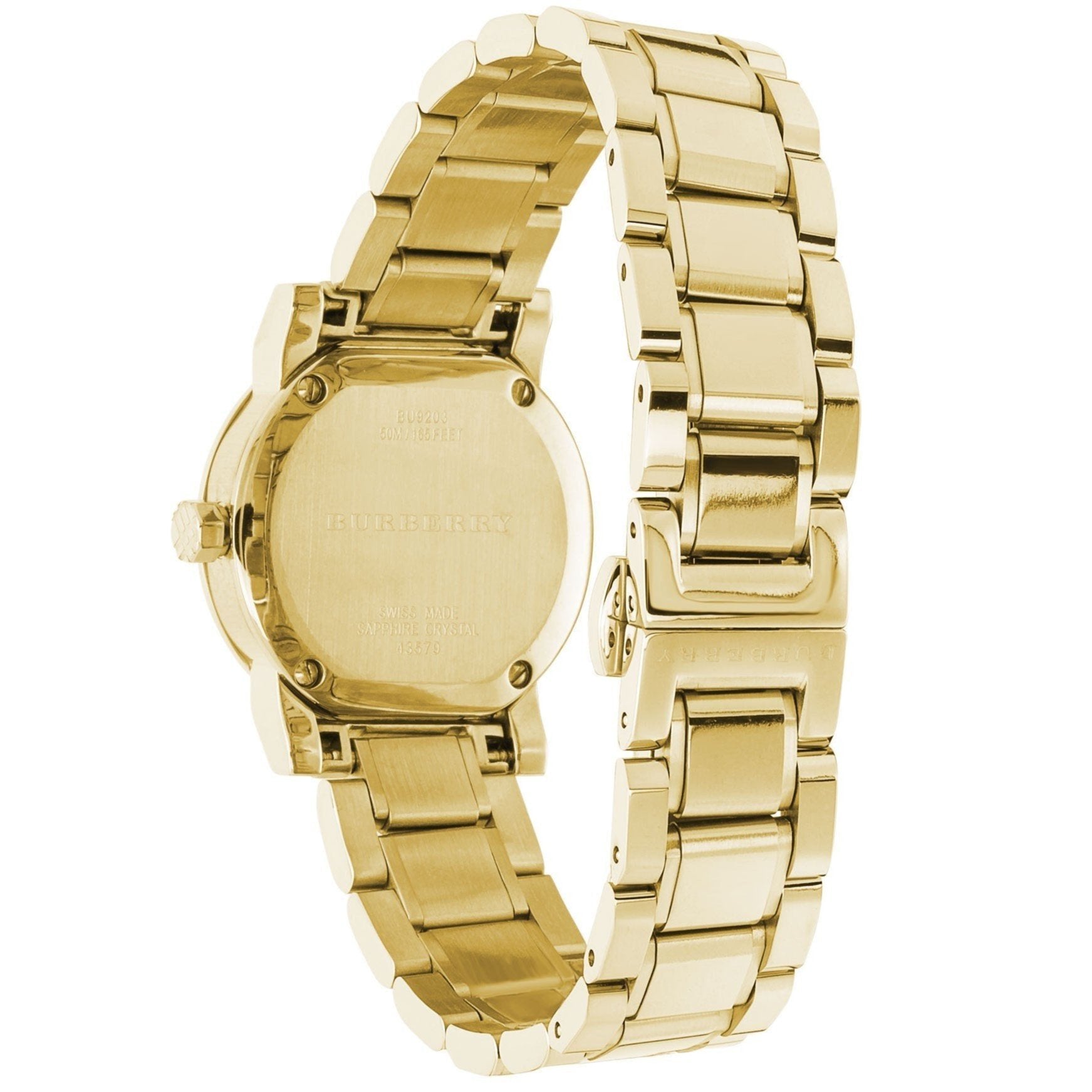 Ladies / Womens Gold Ion Plated Stainless Steel Burberry Bracelet Designer Watch BU9203